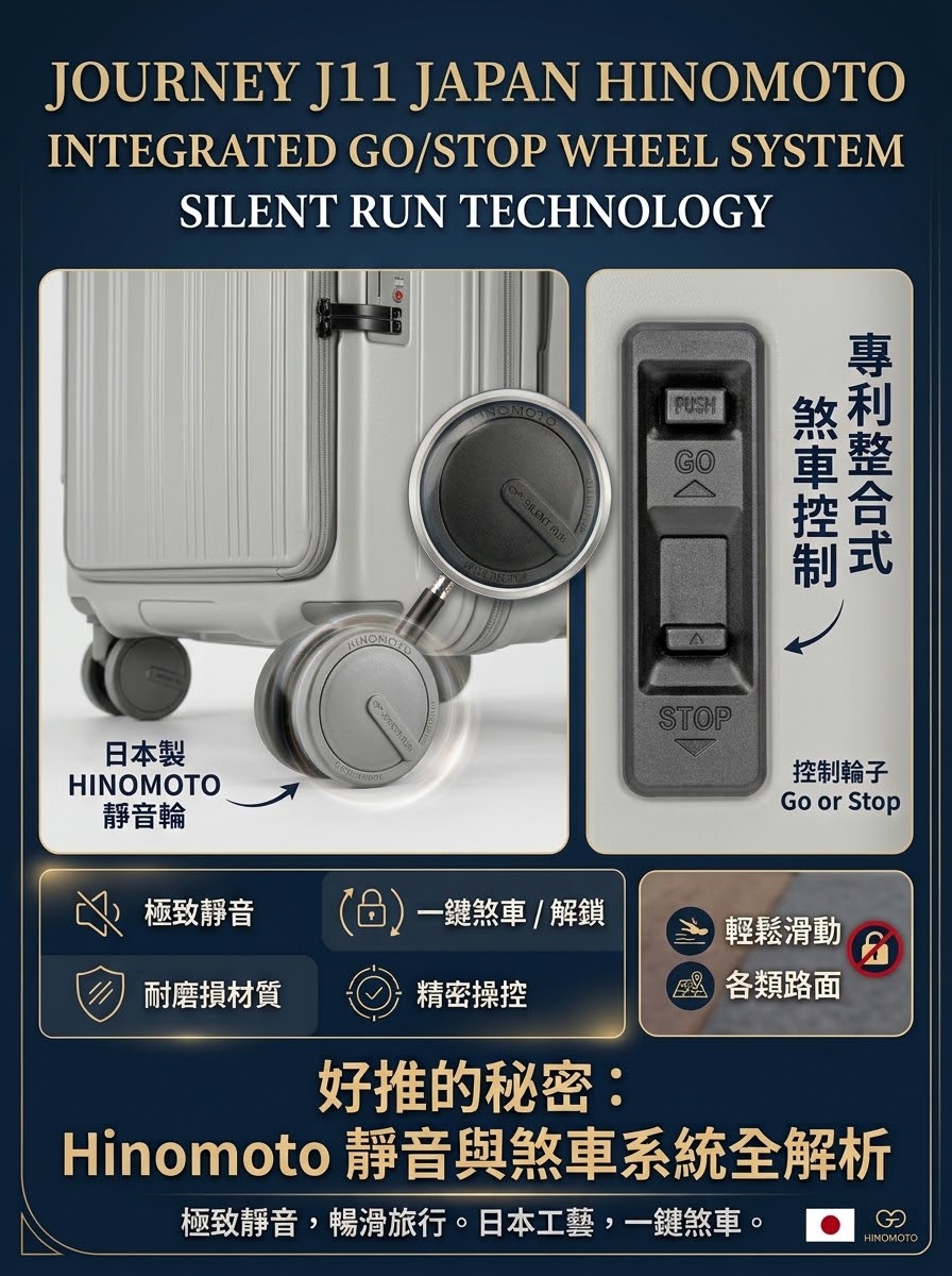 最新JOURNEY J11 EXP Hinomoto Japan Luggage 前開+中開+擴展+日本剎車(雲朵白色）￼